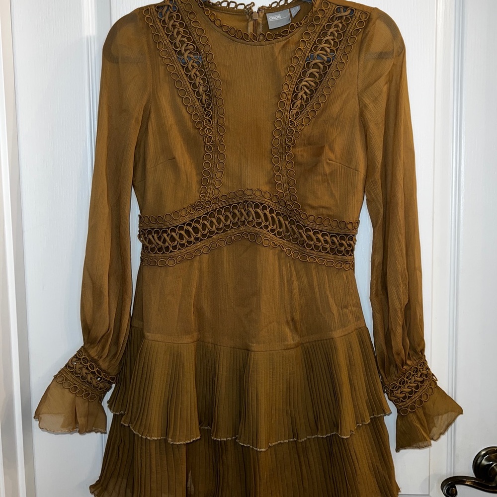 ASOS size S army/mustard mini dress